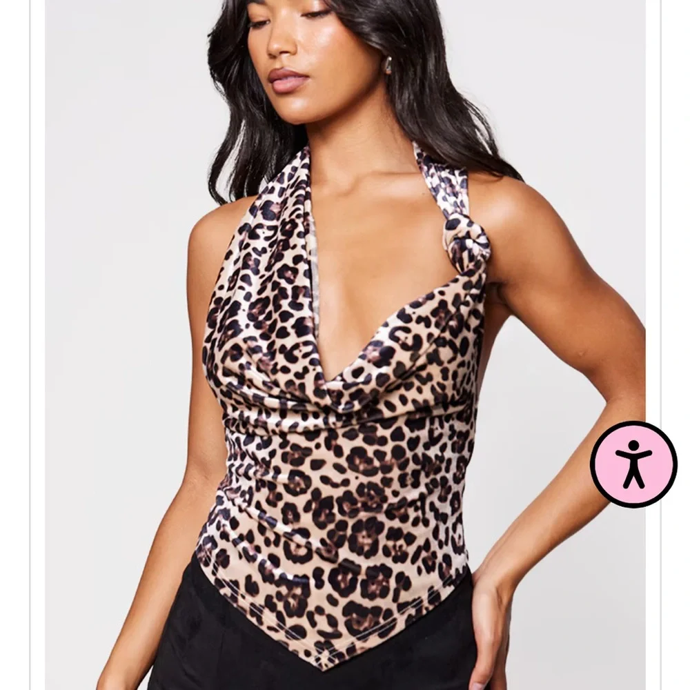 Leopard Print Halter Top - Picture 1 of 3